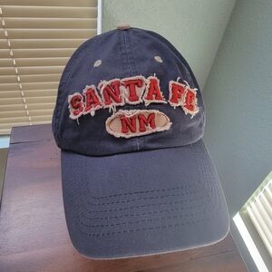 J Hats | Santa Fe NM Navy Blue Red Grey Gray Faded Distressed Baseball Cap Hat